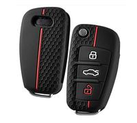 OATSBASF Custodia per chiave dell'auto, compatibile con Audi A1 A3 A4 A6 Q3 Q5 Q7 S3 R8 TT Silicone Portachiavi Cover Accessori Auto (linea rossa)