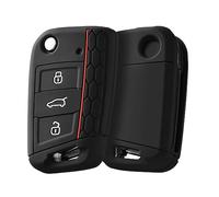 OATSBASF Custodia per chiave dell'auto, compatibile con VW Golf 7 MK7, in silicone, per VW Polo, Skoda, Tiguan, 3 tasti (G-nero)