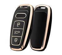 OATSBASF Custodia per chiavi, adatta per Audi, custodia per chiave auto, A6L A6 A7 A8 Q7 Q8 E-Tron 2019 2020 silicone TPU (bordo dorato nero)