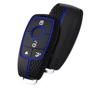 OATSBASF Custodia protettiva in silicone per chiave dell'auto, adatta per Mercedes Benz classe S (linea blu, nero, 4 tasti)