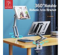 Oatsbasf Supporto per laptop Morsetto per tablet Supporto per supporto per libro Staffa per letto da tavolo Supporto pigro 360 ° Rotazione ad altezza regolabile