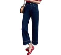 OATTIS Alta Vita Dritta Gamba Jeans Donne più Dimensione Patchwork Pizzo Trim Dimagrimento Estate Nuovo Stile Pera Forma Corpo,Color1,L