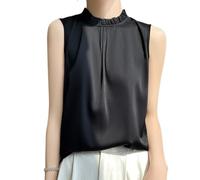 OATTIS Camicetta da Donna in Raso Senza Maniche con Collo A Lupetto con Volant, Elegante Canotta A Pieghe, più Colori E Taglie Forti Disponibili,Colore7,XXL