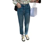 OATTIS Jeans di Grande Taglia per Le Donne in Estate,Vita Alta,vestibilità Sciolto,Dimagrimento Gamba Dritta,Frange,Fumo Tubo Pantaloni,Color2,S