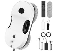 OAUEOR Robot Lavavetri Finestre con Aspirazione 6000Pa e Doppio Spruzzo | Motore Brushless 50dB, 3 Percorsi IA, Sensori Senza Telaio, UPS 35 Min, Telecomando, Box Doccia, Grandi Vetrate, Specchi