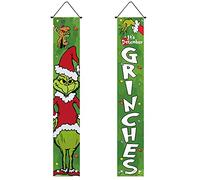 Oaxvou Grinch Decorazioni natalizie, striscioni natalizi da appendere, cartello per portico di buon Natale, 30 x 182 cm, decorazione natalizia per cortile, interni ed esterni, feste di Natale, porta