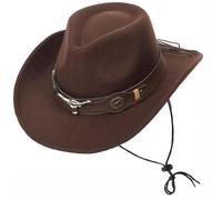 Oaygat Cappello da cowboy in feltro Fedora Cappello da donna Cappello da cowboy occidentale Cappello a tesa larga Cappello classico Western modellabile durevole Cowgirl uomo donna feltro di lana