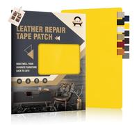 OAZ Patch Pelle Adesiva per Riparazioni, 21 x 28 cm-2pcs Toppa in Ecopelle Adesiva, Patch di Riparazione in Pelle, per Divani, Mobili, Sedili Auto, Giacca, Borsa in Pelle, Giallo