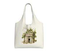 OAZCVBNN Antico edificio con ramo di ulivo romano e stampa greca di grandi dimensioni borsa di tela unisex leggera borsa a tracolla shopping viaggio quotidiano