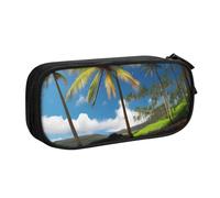 OAZCVBNN Astuccio con palma tropicale Hawaii, stampa spiaggia Hawaii, cancellini, penne, studenti, scuola, ufficio, uso multiplo, Nero , taglia unica, Set di zaini per la scuola