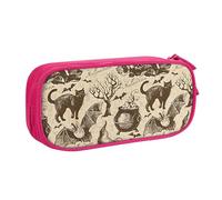 OAZCVBNN Astuccio con stampa cappello da strega, per cancellare il trucco, penne, studenti, scuola, ufficio, multi-scena, rosa, taglia unica, Set di zaini per la scuola