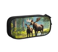OAZCVBNN Astuccio con stampa di cervo e alce e gomme, per studenti, scuola, ufficio, multi-scena, Nero , taglia unica, Set di zaini per la scuola