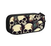 OAZCVBNN Astuccio con stampa di scheletro e teschio, per cancellare il trucco, penne, studenti, scuola, ufficio, multi-scena, Nero , taglia unica, Set di zaini per la scuola