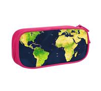 OAZCVBNN Astuccio con stampa mappa del mondo, per cancellare il trucco, penne, studenti, scuola, ufficio, multi-scena, rosa, taglia unica, Set di zaini per la scuola