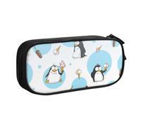 OAZCVBNN Astuccio con stampa pinguino e fiocco di neve con palloncini e fiocchi di neve per cancellare il trucco, penne, studenti, scuola, ufficio, uso multiplo, Nero , taglia unica, Set di zaini per