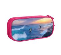 OAZCVBNN Astuccio con stampa pinguino e mare, per cancellare il trucco, penne, studenti, scuola, ufficio, multi-scena, rosa, taglia unica, Set di zaini per la scuola