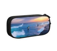 OAZCVBNN Astuccio con stampa pinguino e mare, per cancellare il trucco, penne, studenti, scuola, ufficio, multi-scena, Nero , taglia unica, Set di zaini per la scuola