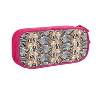 OAZCVBNN Astuccio con stampa zebra e giraffa, per cancellare il trucco, penne, studenti, scuola, ufficio, multi-scena, rosa, taglia unica, Set di zaini per la scuola