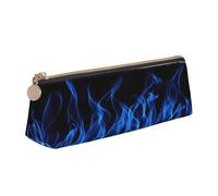 OAZCVBNN Astuccio in pelle blu con stampa fiamma, elegante, per scuola, viaggi, organizzazione trucco, leggero