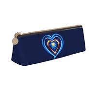 OAZCVBNN Astuccio in pelle con stampa a cuore blu cielo elegante astuccio scuola viaggio organizzazione trucco leggero