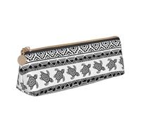 OAZCVBNN Astuccio in pelle con stampa etnica tartaruga a righe elegante astuccio scuola viaggio trucco organizzazione leggero