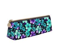 OAZCVBNN Astuccio in pelle con stampa floreale viola e foglia di tè, elegante, per scuola, viaggi, organizzazione trucchi, leggero