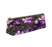 OAZCVBNN Astuccio in pelle con stampa floreale viola, elegante astuccio per scuola, viaggi, organizzazione trucco leggero