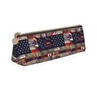 OAZCVBNN Astuccio in pelle con stampa patchwork con bandiera americana, elegante, per scuola, viaggi, organizzazione trucchi, leggero