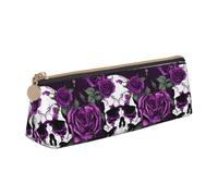 OAZCVBNN Astuccio in pelle con stampa scheletro rosa viola elegante astuccio scuola viaggio organizzazione trucco leggero