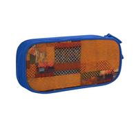 OAZCVBNN Astuccio in tessuto africano con stampa patchwork per cancellare il trucco, penne, studenti, scuola, ufficio, multi-scena, Blu, taglia unica, Set di zaini per la scuola