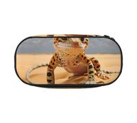 OAZCVBNN Astuccio leggero con stampa leopardata e geco sabbia, astuccio per matite e matite, per studenti e trucchi, da viaggio, per ragazzi e ragazze, Nero , Taglia unica, Organizer per borse