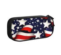 OAZCVBNN Astuccio per matite con stampa a stelle e strisce con bandiera americana, per cancellare il trucco, penne, studenti, scuola, ufficio, multi-scena, Nero , taglia unica, Set di zaini per la
