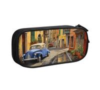 OAZCVBNN Astuccio per matite con stampa di strada italiana, per cancellare il trucco, penne, studenti, scuola, ufficio, multi-scena, Nero , taglia unica, Set di zaini per la scuola