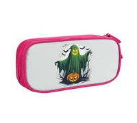 OAZCVBNN Astuccio per matite con stampa di zucche di Halloween con fantasma verde, per cancellare il trucco, penne, studenti, scuola, ufficio, multi-scena, rosa, taglia unica, Set di zaini per la