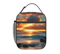 OAZCVBNN Beach Maui Hawaii Tramonto Onde del Mare Nuvole Stampa Pratica Borsa termica per il pranzo Riutilizzabile Tote Lavoro Picnic Casual Attività all'aperto