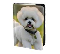 OAZCVBNN Bichon Frise Dog On The Grass Print - Custodia a portafoglio per passaporto, per viaggi di lavoro e tempo libero