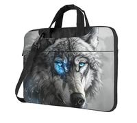 OAZCVBNN Blue Eyes Lupo Stampa Versatile Laptop Bag Elegante Laptop Case Con Messenger Spalla Valigetta Opzioni, Nero , 15.6 inch