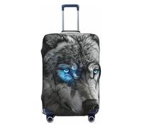 OAZCVBNN Blue Eyes Wolf Print Unique - Copertura per valigia da viaggio con design elastico antigraffio, Nero , L