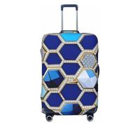 OAZCVBNN Blue Hexagons and Diamond Print Unique - Copertura per valigie da viaggio con design elastico antigraffio, Nero , L