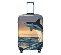 OAZCVBNN Blue Shark Print Unique - Copertura per valigia da viaggio con design elastico antigraffio, Nero , XL