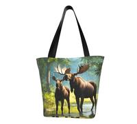 OAZCVBNN Borsa a tracolla comoda con stampa di cervo e orso alce borsa da spiaggia borsa da viaggio lavoro casual uso quotidiano trendy