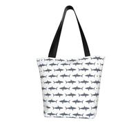 OAZCVBNN Borsa a tracolla comoda con stampa di pesci e squali, borsa da spiaggia, da viaggio, lavoro, casual, uso quotidiano, alla moda