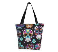 OAZCVBNN Borsa a tracolla comoda con stampa di teschi di zucchero, borsa da spiaggia, viaggi, lavoro, uso quotidiano, alla moda