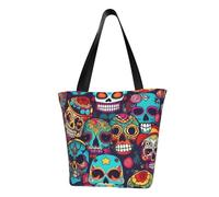 OAZCVBNN Borsa a tracolla con stampa di teschi di zucchero, comoda borsa da spiaggia, viaggi, lavoro, casual, uso quotidiano, alla moda