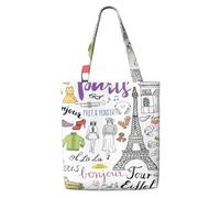 OAZCVBNN Borsa a tracolla in tela con stampa Torre Eiffel di Parigi francese, grande capacità, riutilizzabile, pieghevole, per ufficio, viaggi, picnic