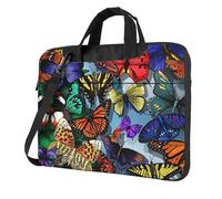 OAZCVBNN Borsa per computer portatile versatile disegnata a mano con stampa farfalla di colore Custodia per laptop alla moda con opzioni a tracolla messenger, Nero , 13 inch