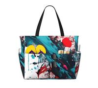 OAZCVBNN Borsa riutilizzabile con stampa astratta con schizzi di vernice, elegante, leggera, per vacanze, picnic, palestra, campeggio, uso versatile