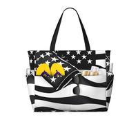 OAZCVBNN Borsa riutilizzabile con stampa bandiera americana nera e bianca elegante estate leggera vacanza picnic palestra campeggio uso versatile