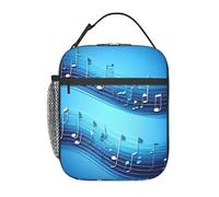 OAZCVBNN Borsa termica per il pranzo con stampa di note musicali blu cielo pratica borsa riutilizzabile tote lavoro picnic casual attività all'aperto