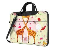 OAZCVBNN Borsa versatile per computer portatile con stampa di giraffa, cuore, fiore, farfalla, custodia elegante per laptop con tracolla a tracolla, Nero , 14 inch